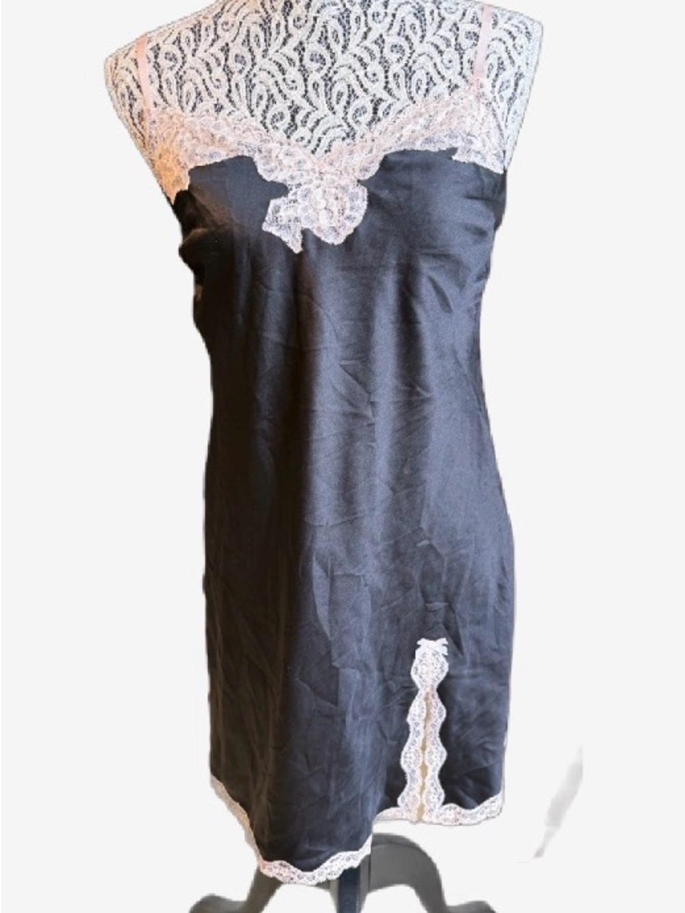 Victoria’s Secret Black Satin Lace Slip Dress M Y2K